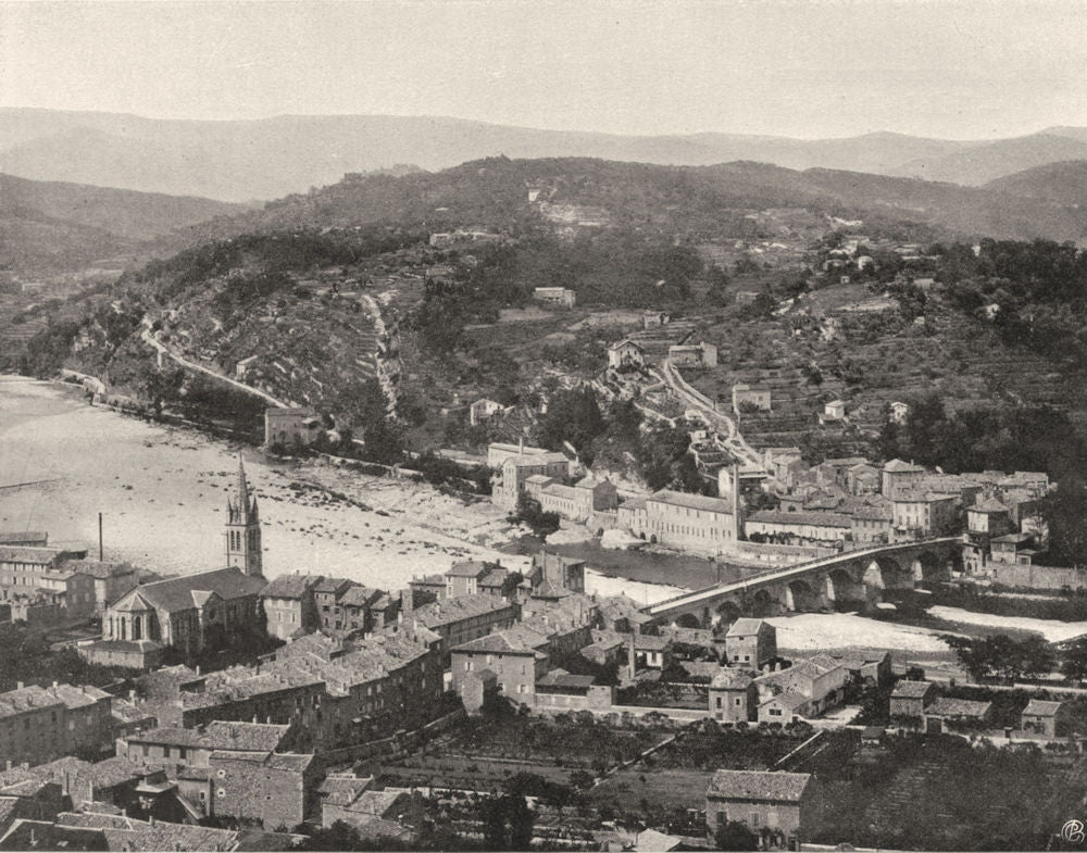ARDÈCHE. Pont- d'Aubenas 1903 old antique vintage print picture